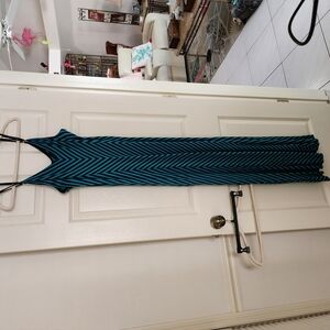 Chic Chevron Maxi Dress - Black and Teal